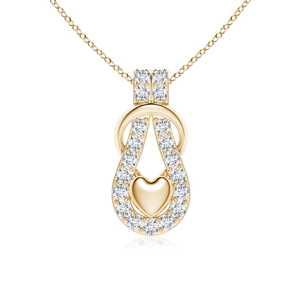 2.3mm FGVS Lab-Grown Diamond Infinity Knot Pendant with Puffed Heart in Yellow Gold
