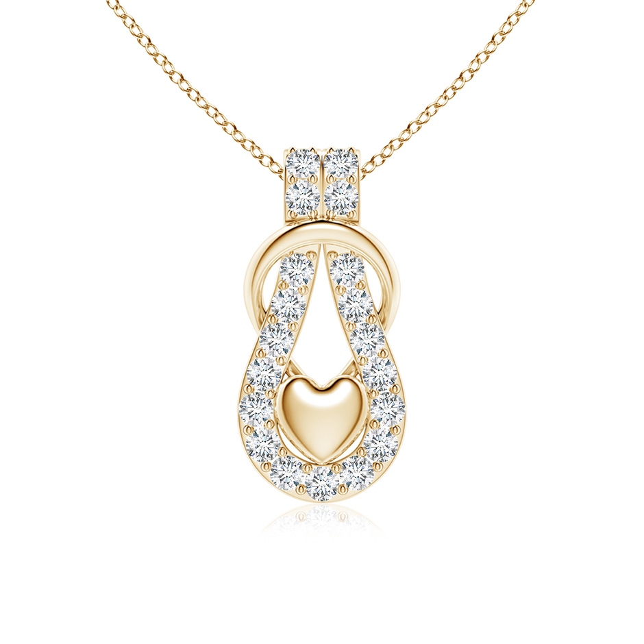 2.3mm FGVS Lab-Grown Diamond Infinity Knot Pendant with Puffed Heart in Yellow Gold 