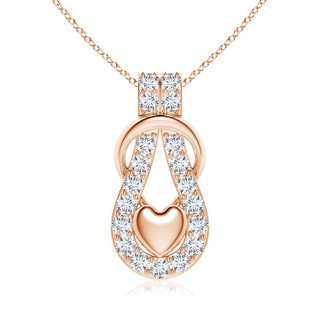 3.5mm FGVS Lab-Grown Diamond Infinity Knot Pendant with Puffed Heart in 18K Rose Gold