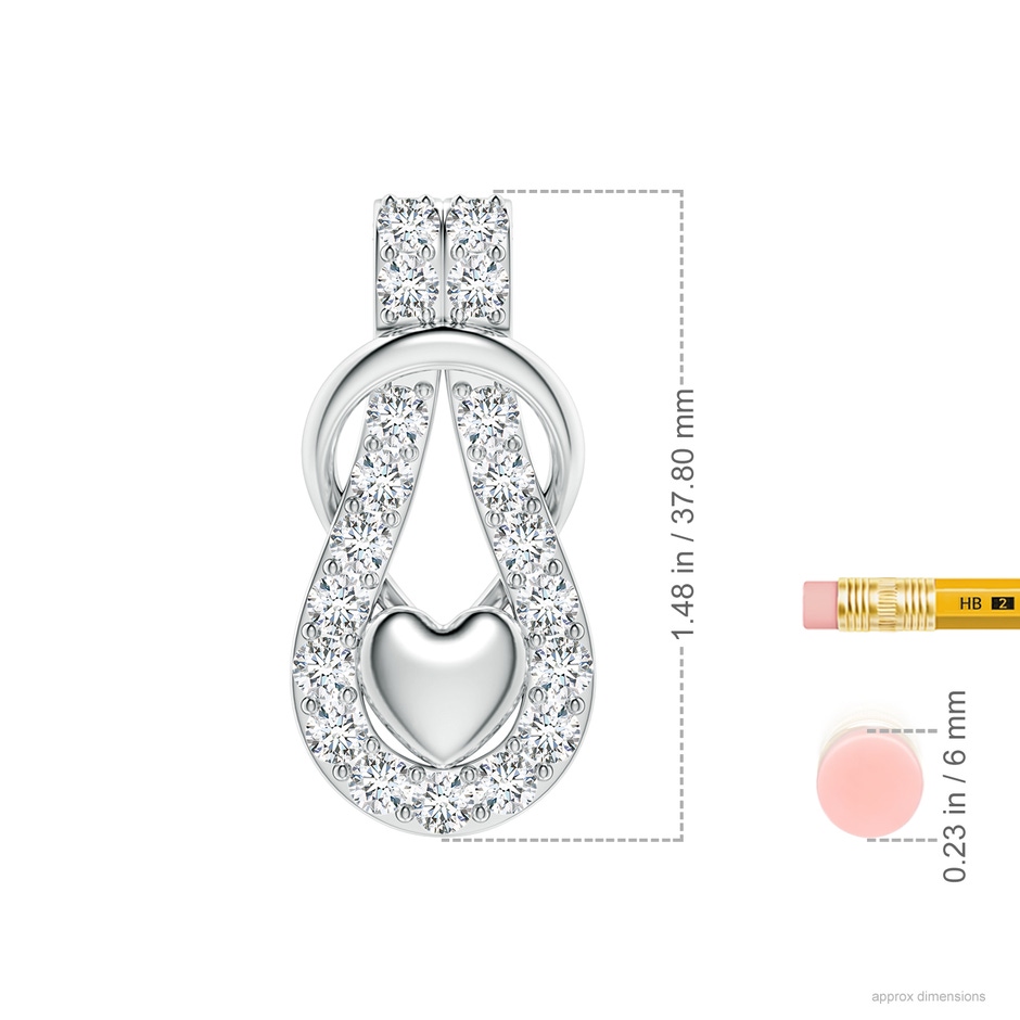 3.5mm FGVS Lab-Grown Diamond Infinity Knot Pendant with Puffed Heart in P950 Platinum ruler