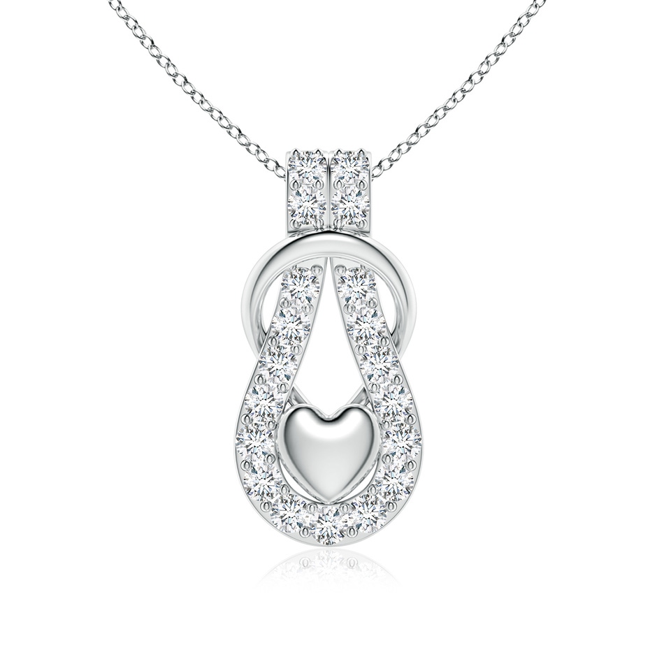 3mm FGVS Lab-Grown Diamond Infinity Knot Pendant with Puffed Heart in White Gold 