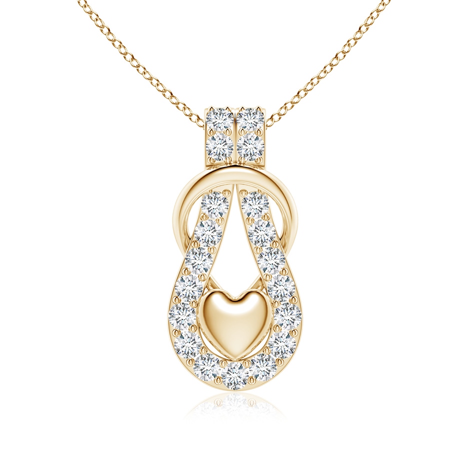 3mm FGVS Lab-Grown Diamond Infinity Knot Pendant with Puffed Heart in Yellow Gold 