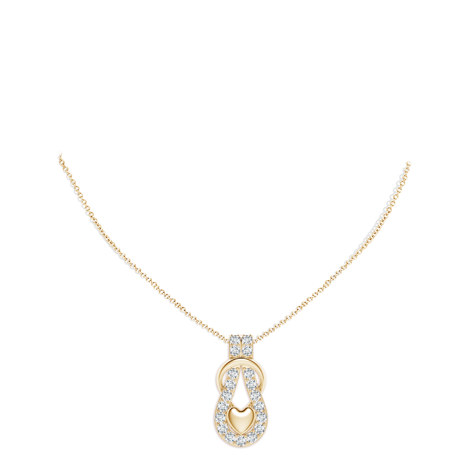 3mm FGVS Lab-Grown Diamond Infinity Knot Pendant with Puffed Heart in Yellow Gold pen