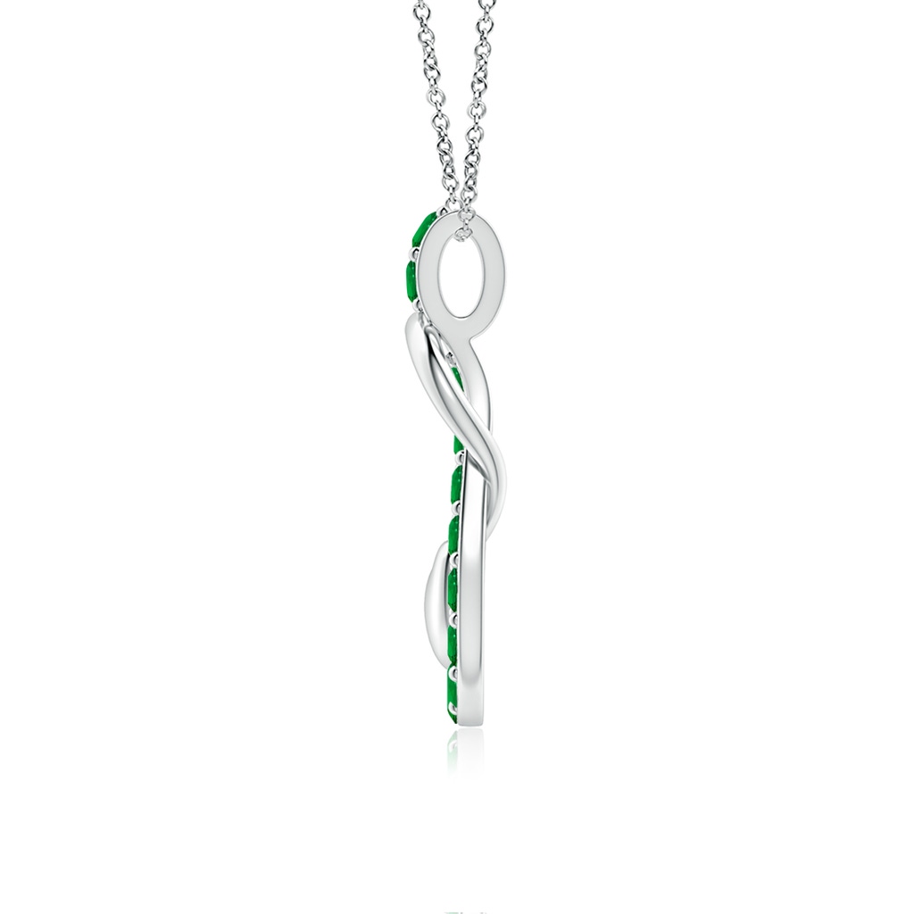 2.5mm Labgrown Lab-Grown Emerald Infinity Knot Pendant with Puffed Heart in White Gold Side 199