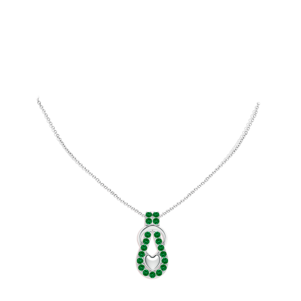 2.5mm Labgrown Lab-Grown Emerald Infinity Knot Pendant with Puffed Heart in White Gold pen