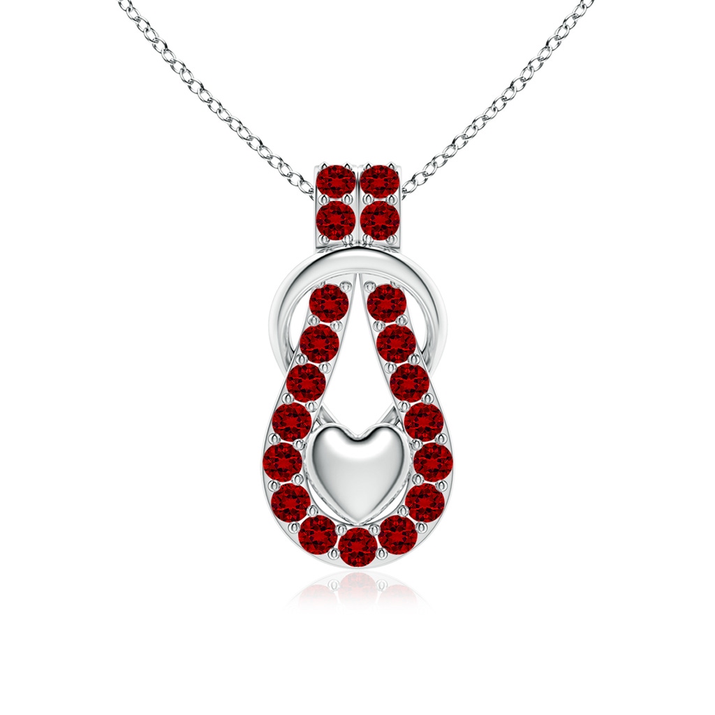 2.5mm Labgrown Lab-Grown Ruby Infinity Knot Pendant with Puffed Heart in P950 Platinum