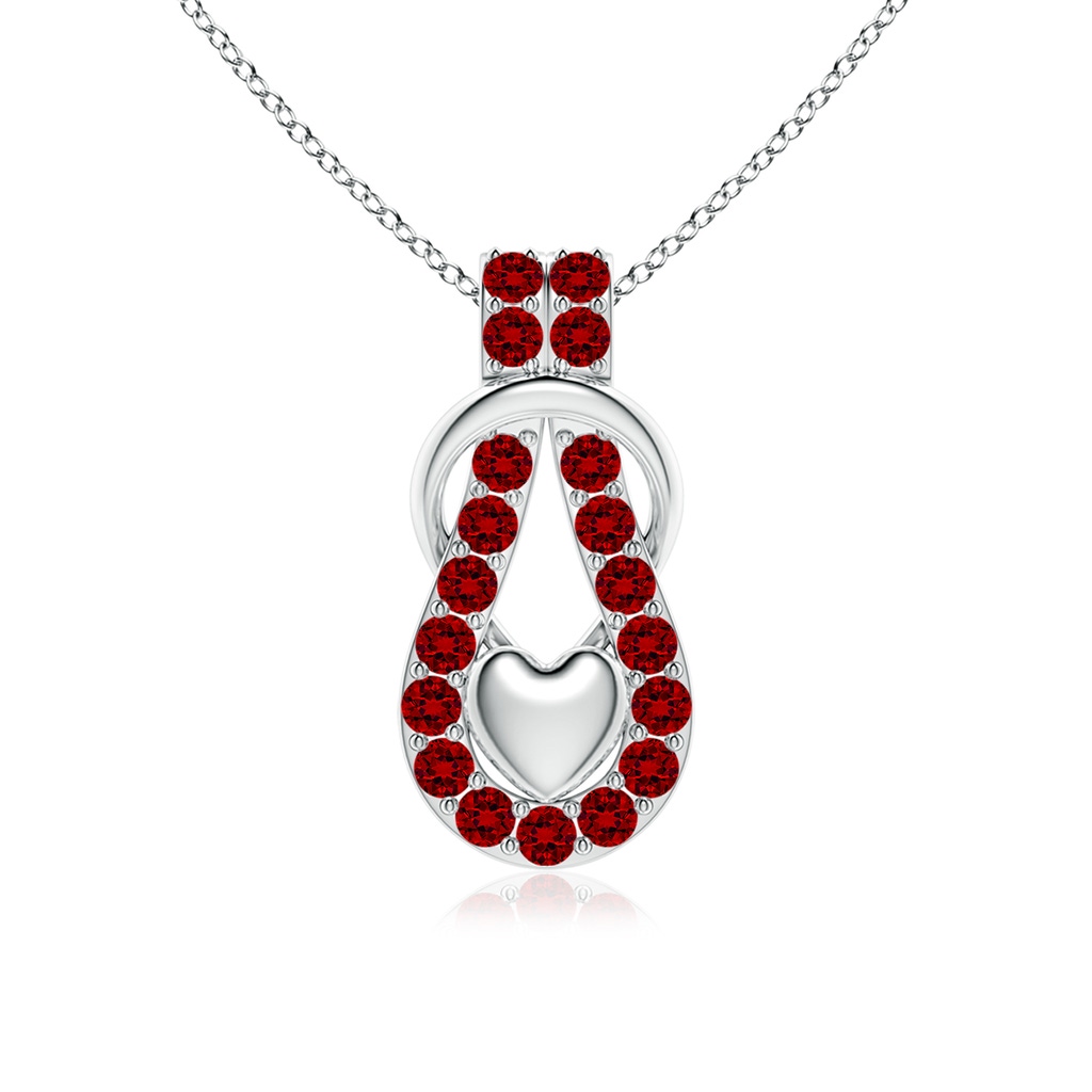 2.5mm Labgrown Lab-Grown Ruby Infinity Knot Pendant with Puffed Heart in White Gold