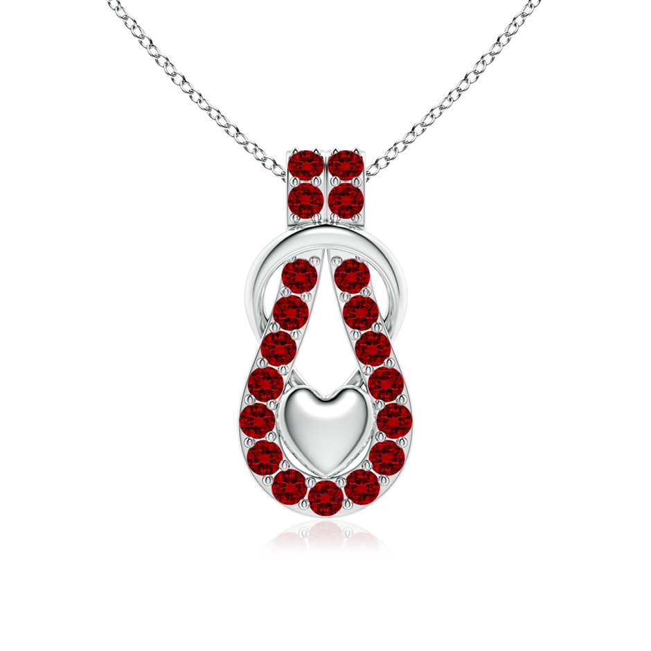 2.5mm Labgrown Lab-Grown Ruby Infinity Knot Pendant with Puffed Heart in White Gold 