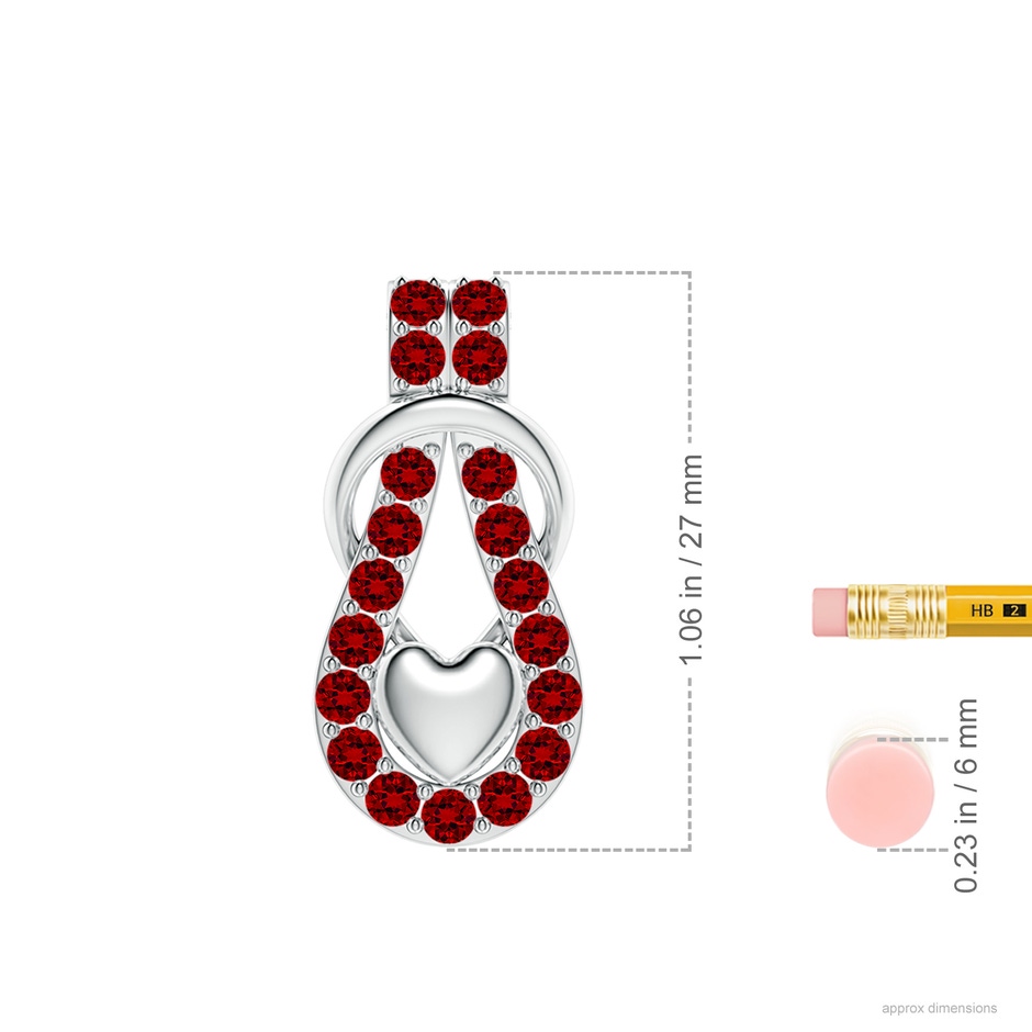 2.5mm Labgrown Lab-Grown Ruby Infinity Knot Pendant with Puffed Heart in White Gold ruler