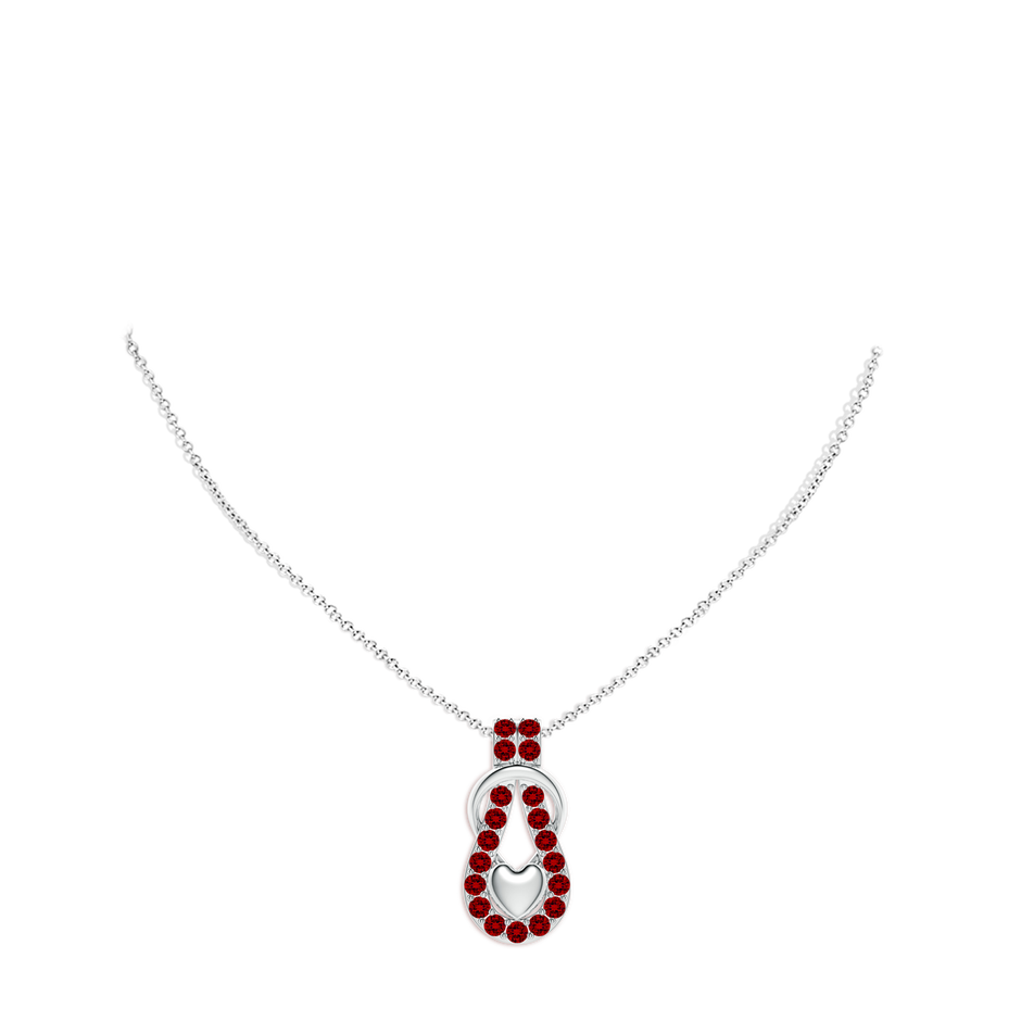 2.5mm Labgrown Lab-Grown Ruby Infinity Knot Pendant with Puffed Heart in White Gold pen