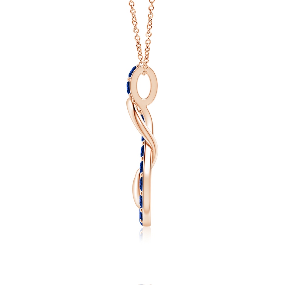2.5mm Labgrown Lab-Grown Blue Sapphire Infinity Knot Pendant with Puffed Heart in Rose Gold side 199