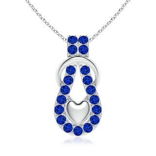 3.5mm Labgrown Lab-Grown Blue Sapphire Infinity Knot Pendant with Puffed Heart in P950 Platinum