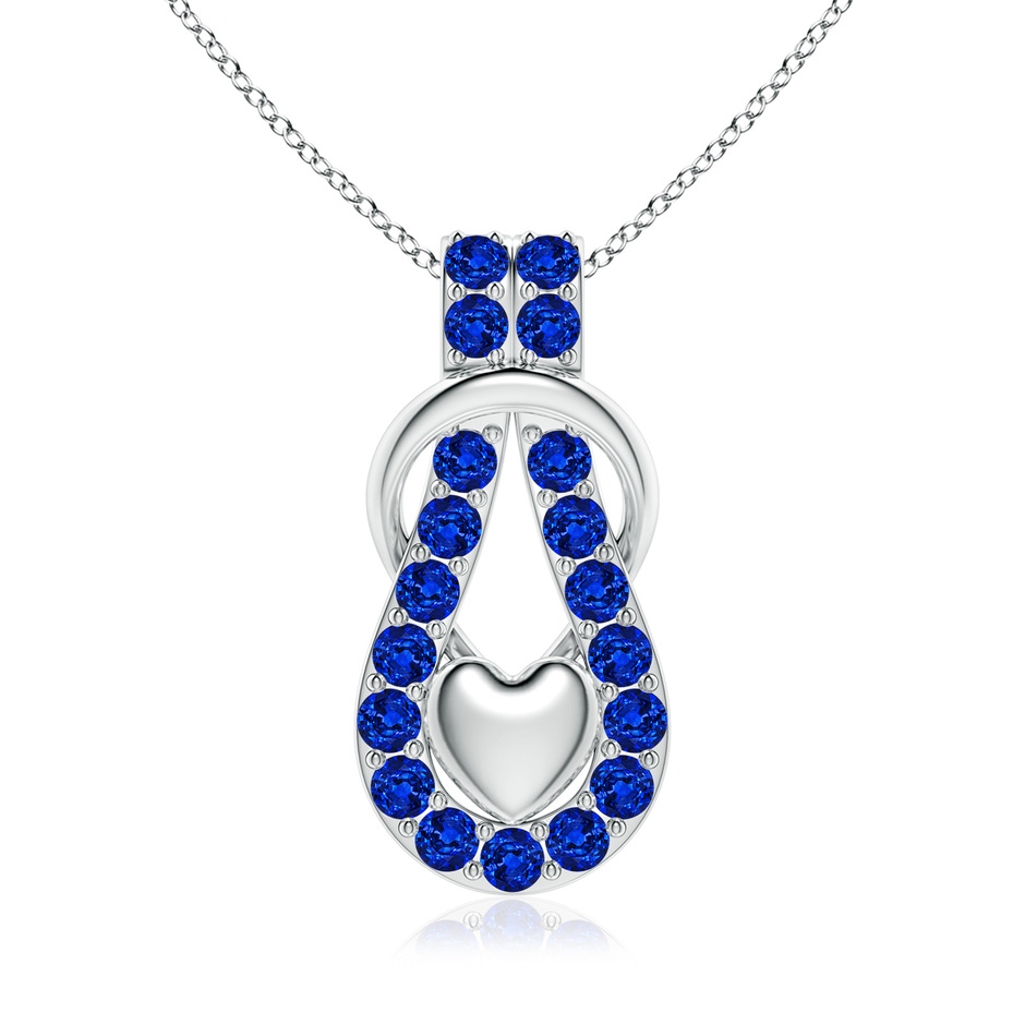 3.5mm Labgrown Lab-Grown Blue Sapphire Infinity Knot Pendant with Puffed Heart in P950 Platinum 