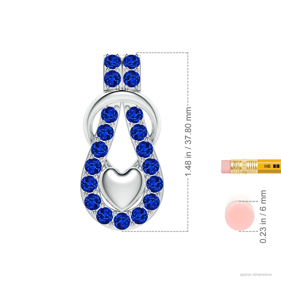 3.5mm Labgrown Lab-Grown Blue Sapphire Infinity Knot Pendant with Puffed Heart in P950 Platinum ruler