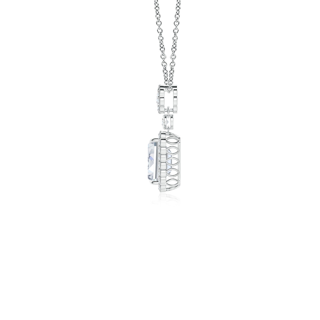6x4mm FGVS Lab-Grown Emerald-Cut Diamond Pendant with Floral Bale in White Gold Side 199