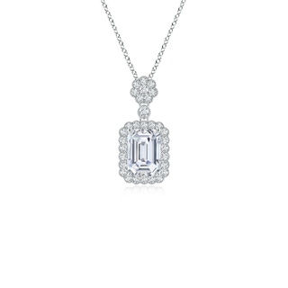 7x5mm FGVS Lab-Grown Emerald-Cut Diamond Pendant with Floral Bale in P950 Platinum