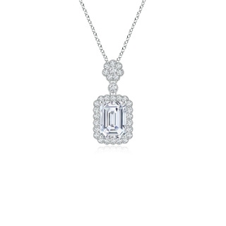 7x5mm FGVS Lab-Grown Emerald-Cut Diamond Pendant with Floral Bale in S999 Silver