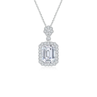 8x6mm FGVS Lab-Grown Emerald-Cut Diamond Pendant with Floral Bale in P950 Platinum