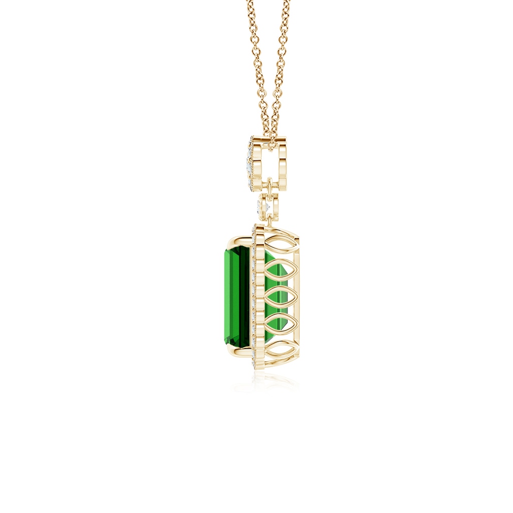 10x8mm Labgrown Lab-Grown Emerald cut Emerald Pendant with Floral Bale in Yellow Gold Side 199