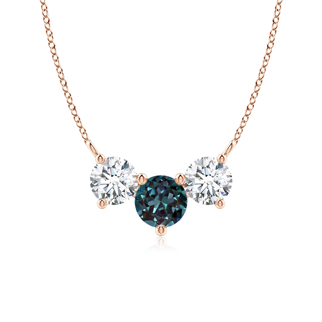 6mm Labgrown Classic Lab-Grown Alexandrite and Diamond Necklace in Rose Gold