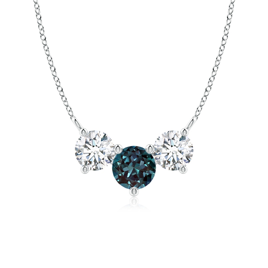 6mm Labgrown Classic Lab-Grown Alexandrite and Diamond Necklace in White Gold 