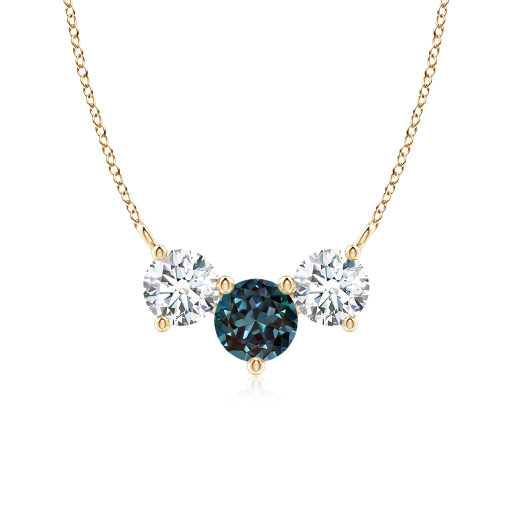 6mm Labgrown Classic Lab-Grown Alexandrite and Diamond Necklace in Yellow Gold