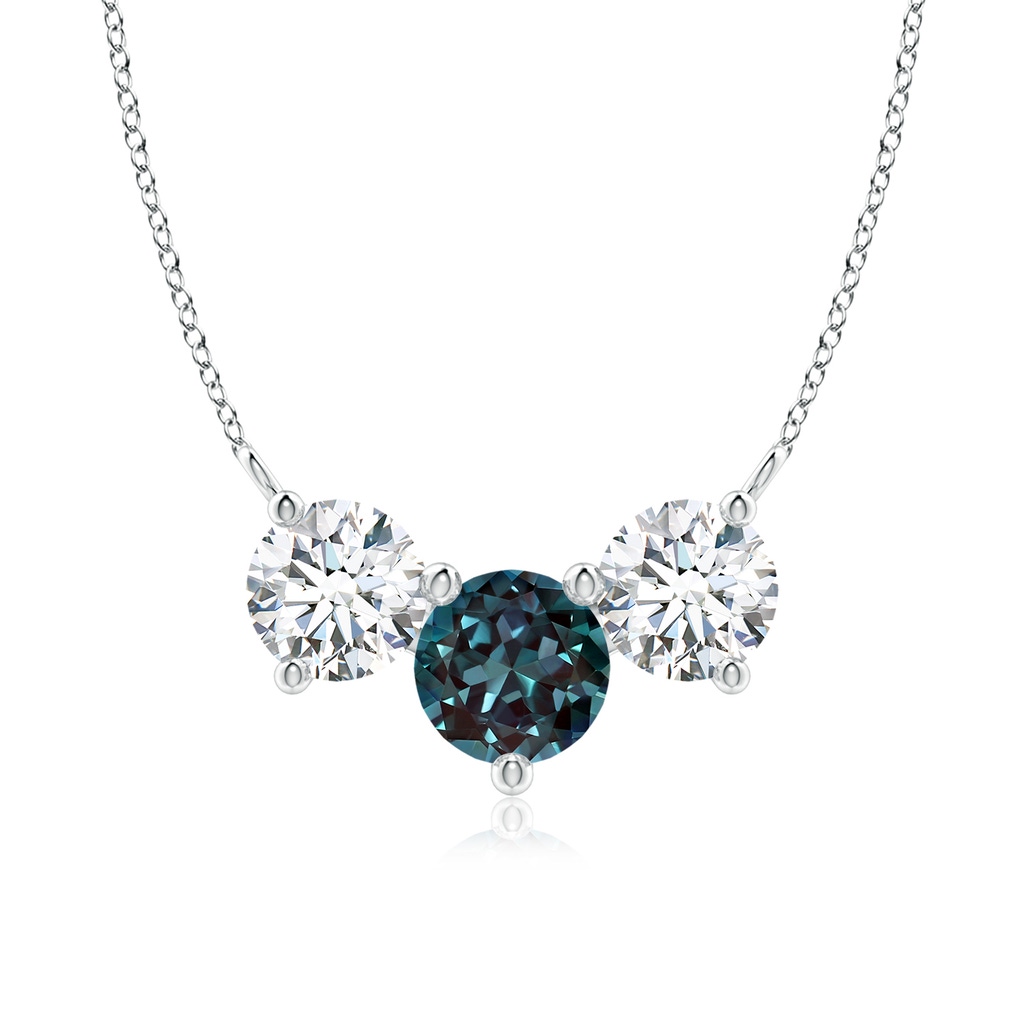 7mm Labgrown Classic Lab-Grown Alexandrite and Diamond Necklace in White Gold