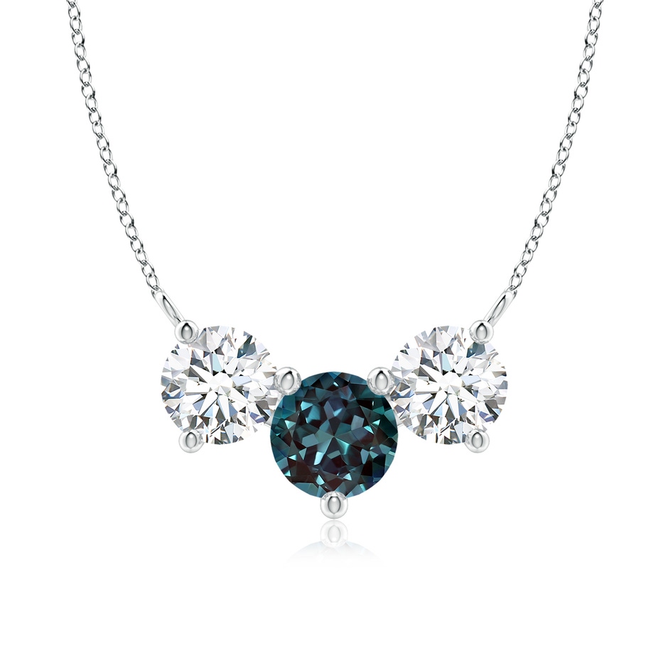 7mm Labgrown Classic Lab-Grown Alexandrite and Diamond Necklace in White Gold 