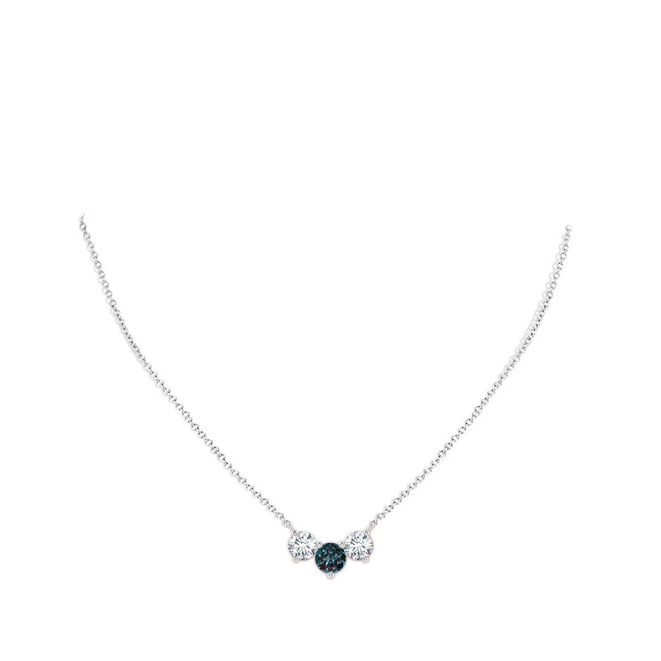 7mm Labgrown Classic Lab-Grown Alexandrite and Diamond Necklace in White Gold pen