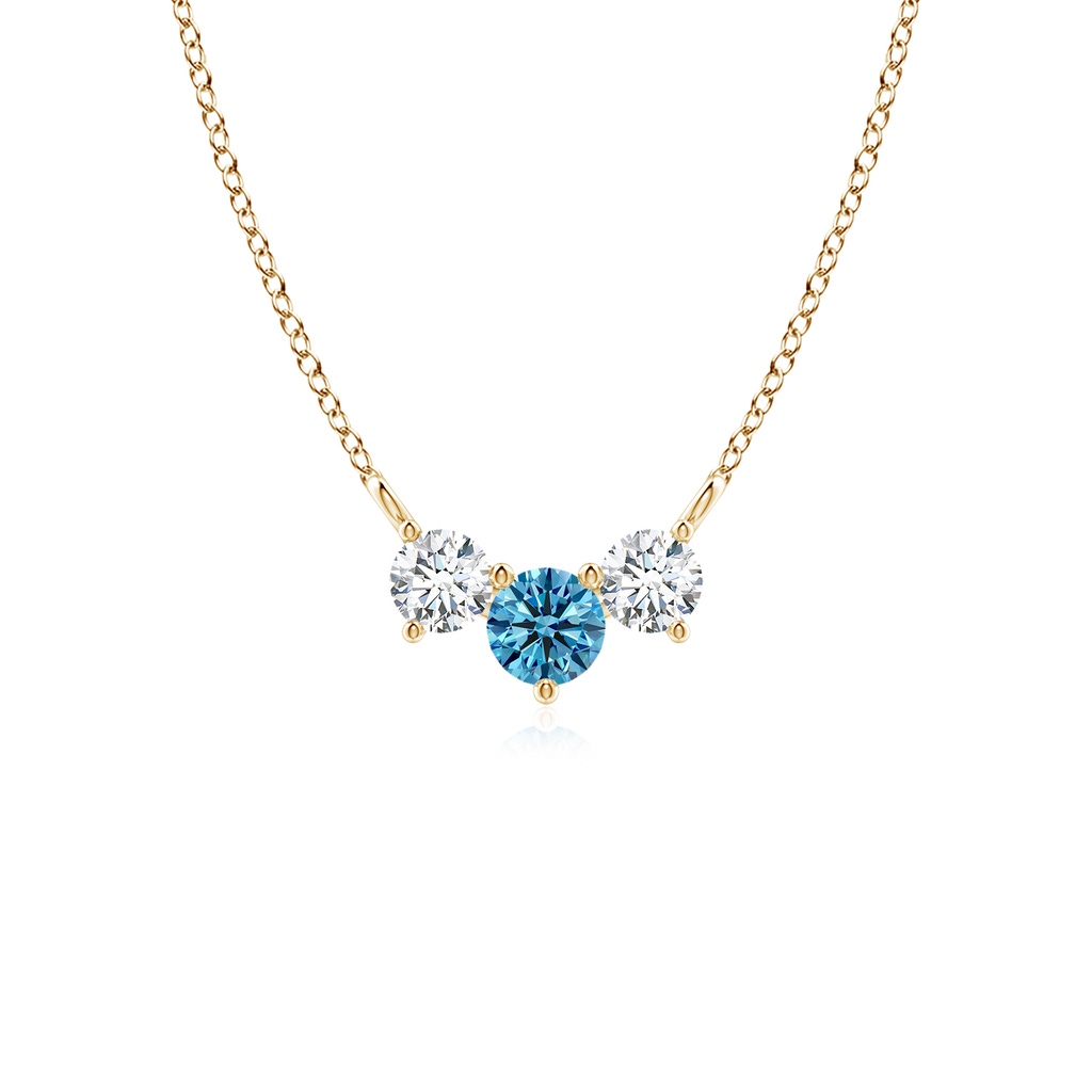 4mm Labgrown Classic Lab-Grown Fancy Intense Blue and White Diamond Necklace in Yellow Gold