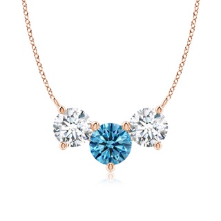 7mm Labgrown Classic Lab-Grown Fancy Intense Blue and White Diamond Necklace in 18K Rose Gold