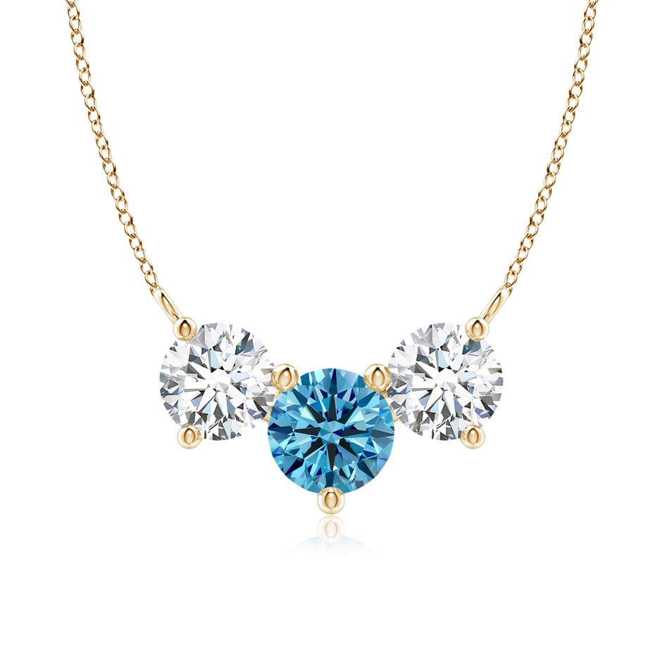 7mm Labgrown Classic Lab-Grown Fancy Intense Blue and White Diamond Necklace in Yellow Gold 