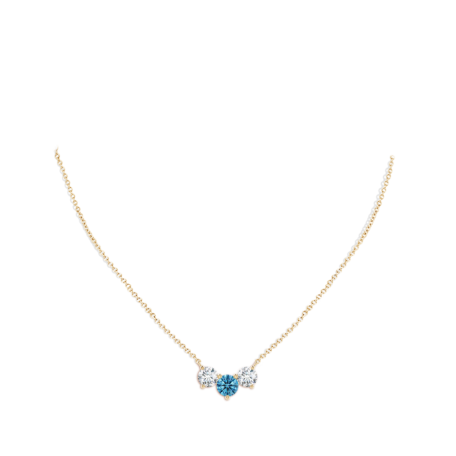 7mm Labgrown Classic Lab-Grown Fancy Intense Blue and White Diamond Necklace in Yellow Gold pen