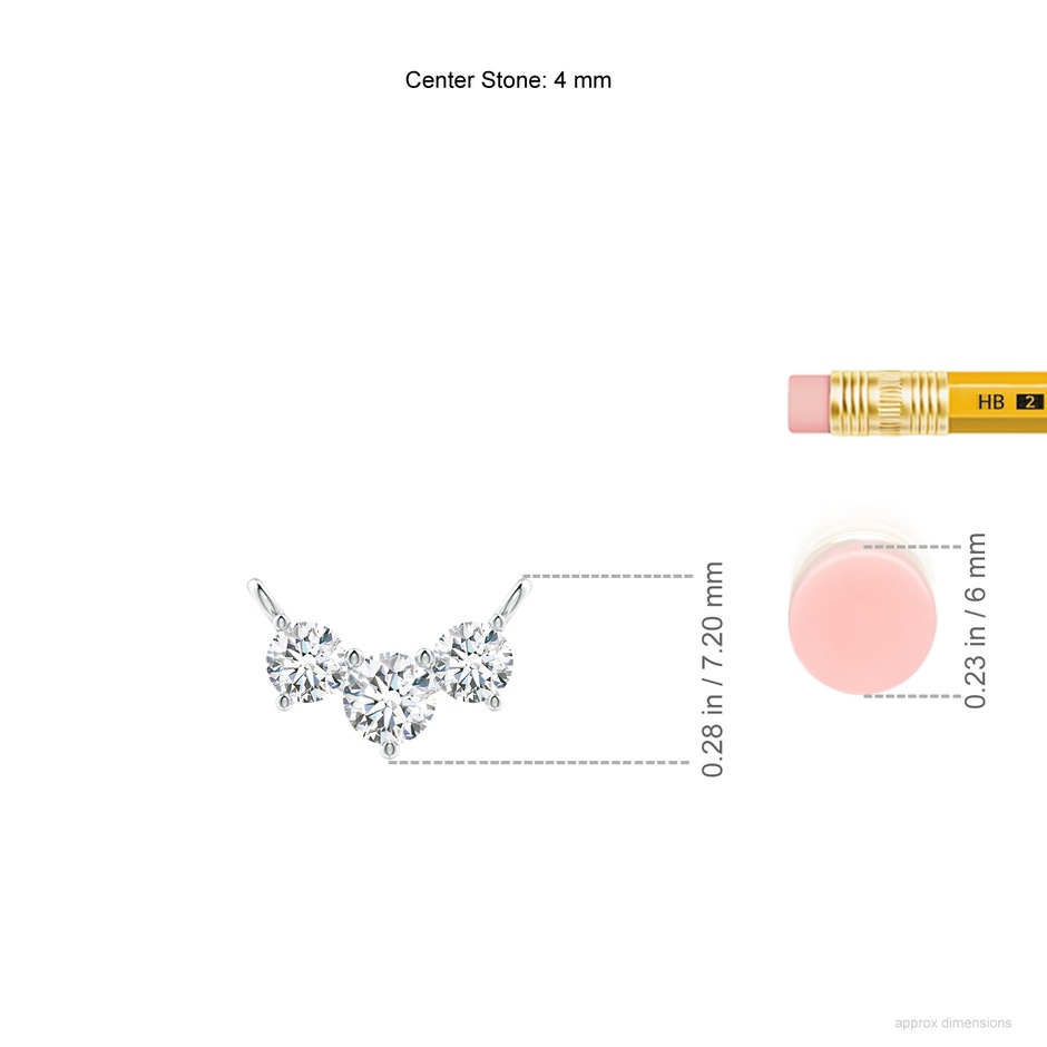 4mm FGVS Lab-Grown Classic Trio Diamond Necklace in P950 Platinum ruler