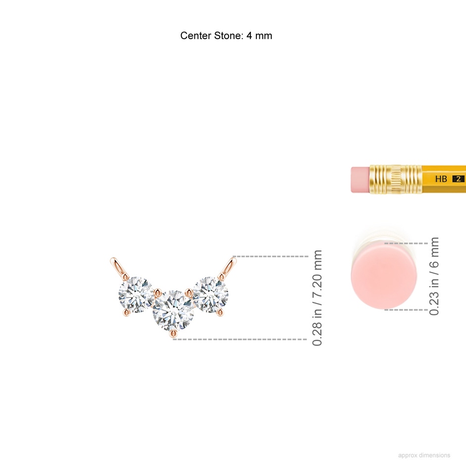 4mm FGVS Lab-Grown Classic Trio Diamond Necklace in Rose Gold ruler