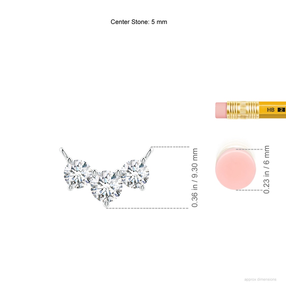 5mm FGVS Lab-Grown Classic Trio Diamond Necklace in P950 Platinum ruler