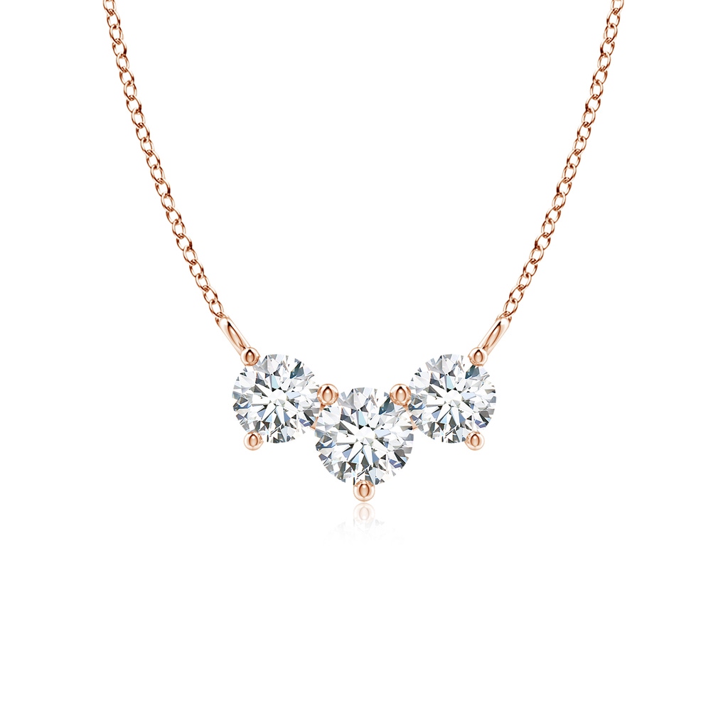5mm FGVS Lab-Grown Classic Trio Diamond Necklace in Rose Gold