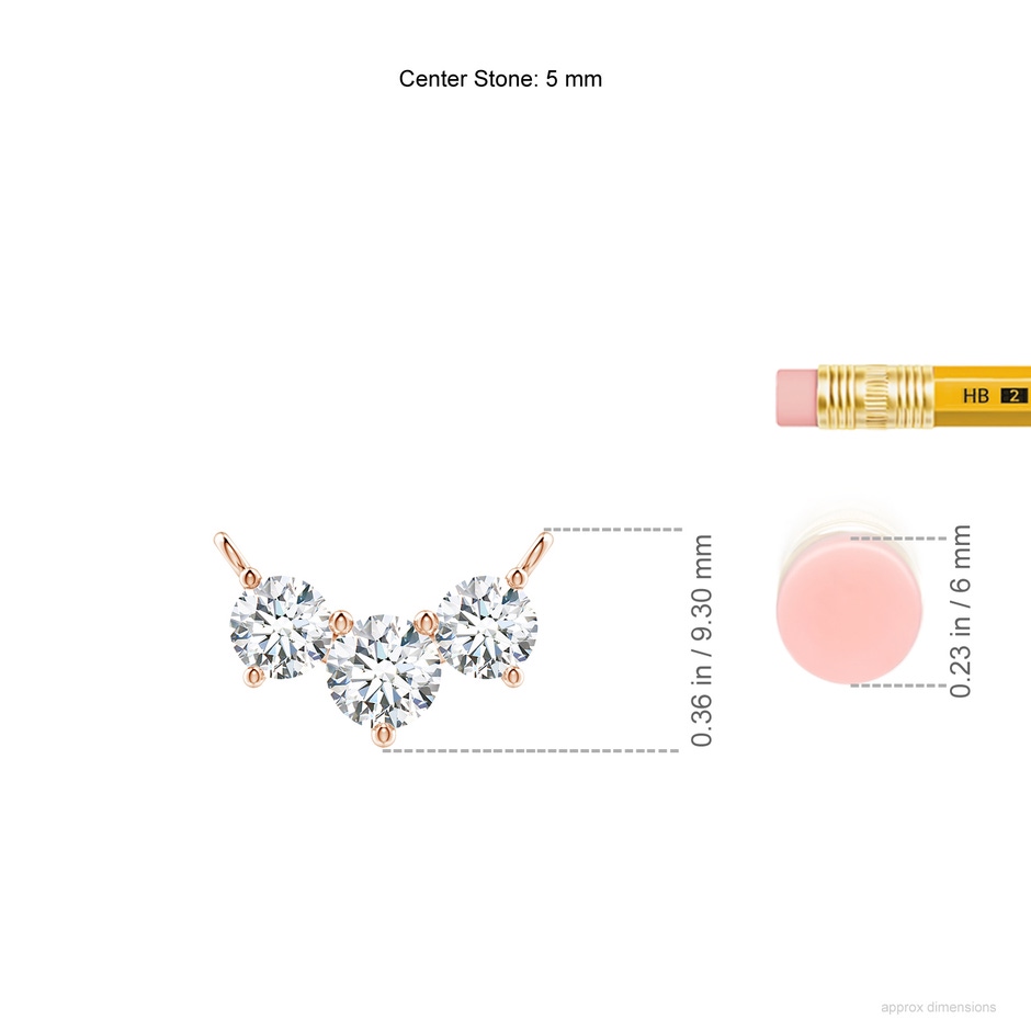 5mm FGVS Lab-Grown Classic Trio Diamond Necklace in Rose Gold ruler