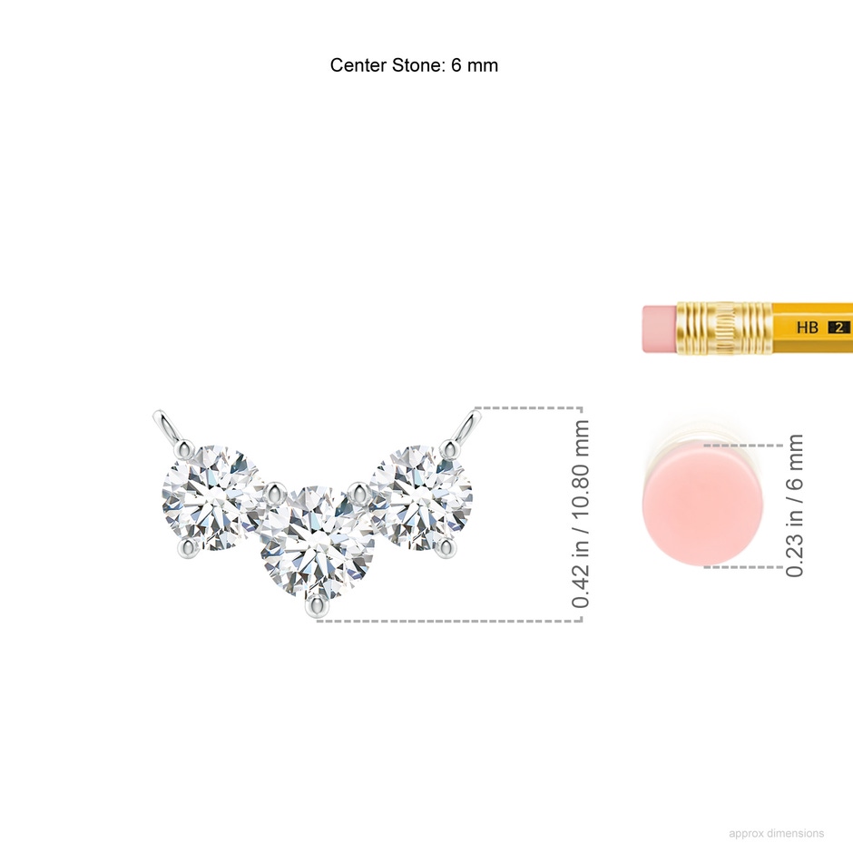 6mm FGVS Lab-Grown Classic Trio Diamond Necklace in P950 Platinum ruler