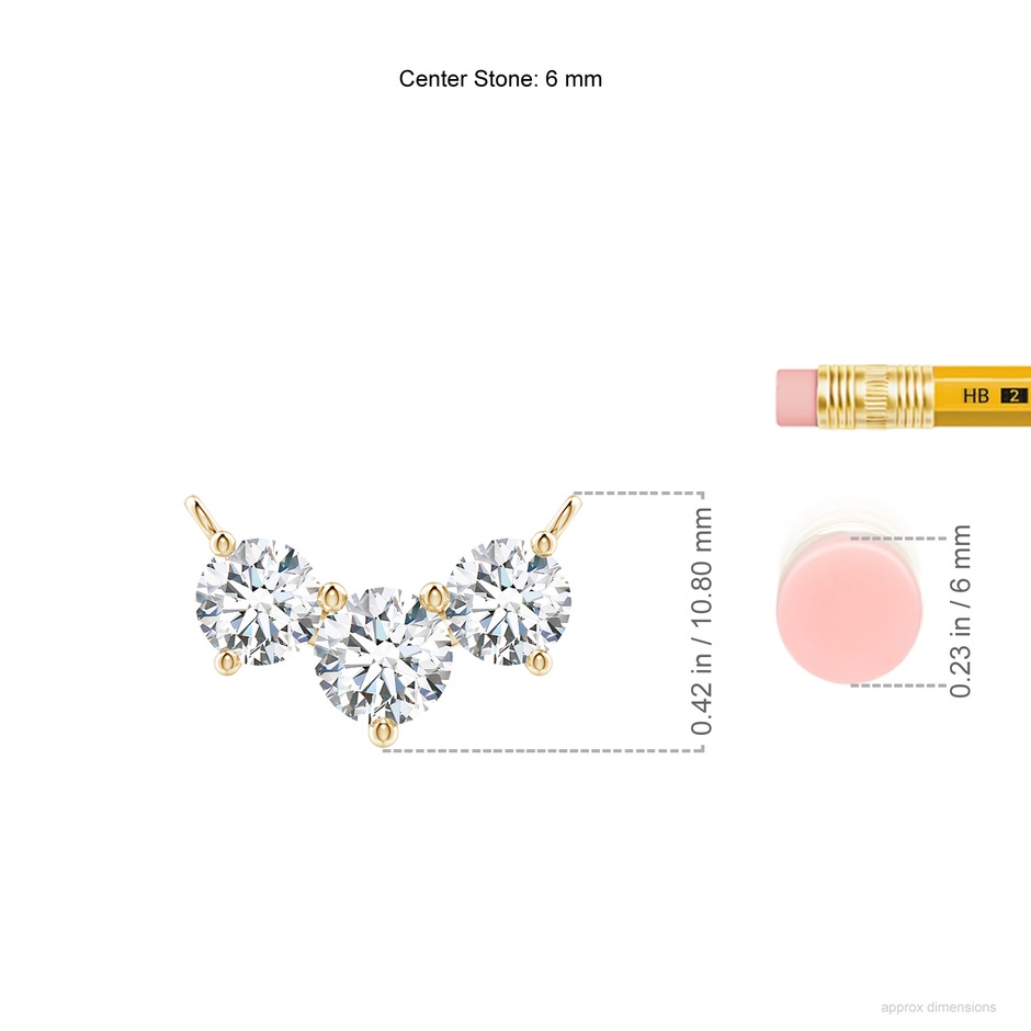 6mm FGVS Lab-Grown Classic Trio Diamond Necklace in Yellow Gold ruler