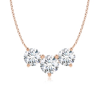 7mm FGVS Lab-Grown Classic Trio Diamond Necklace in 10K Rose Gold