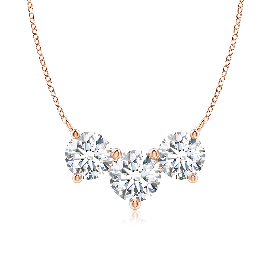 7mm FGVS Lab-Grown Classic Trio Diamond Necklace in Rose Gold 
