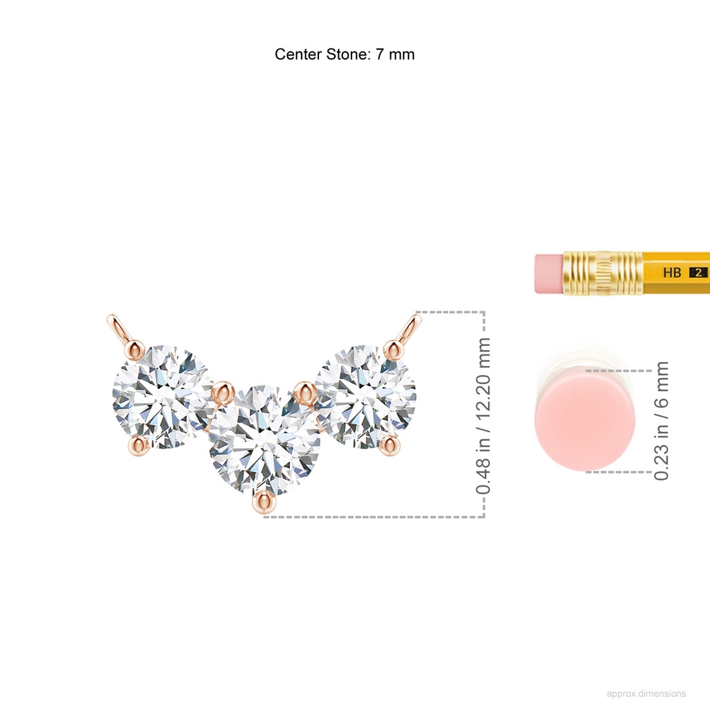 7mm FGVS Lab-Grown Classic Trio Diamond Necklace in Rose Gold ruler