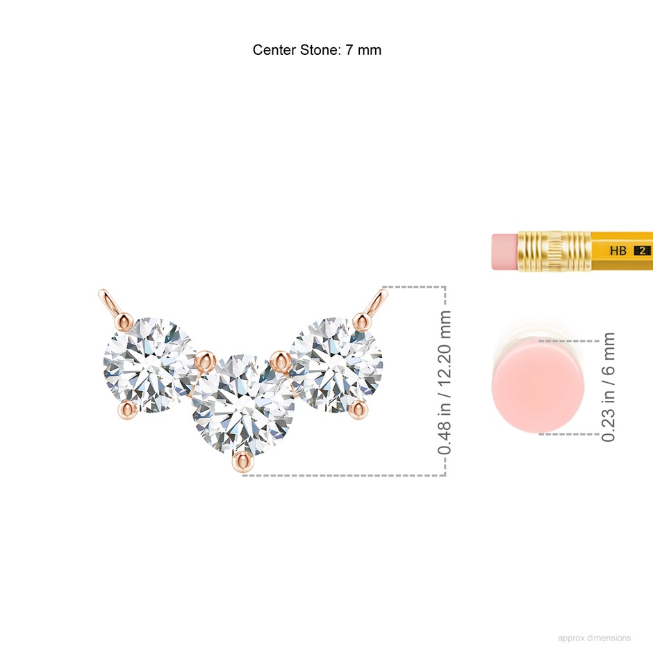 7mm FGVS Lab-Grown Classic Trio Diamond Necklace in Rose Gold ruler