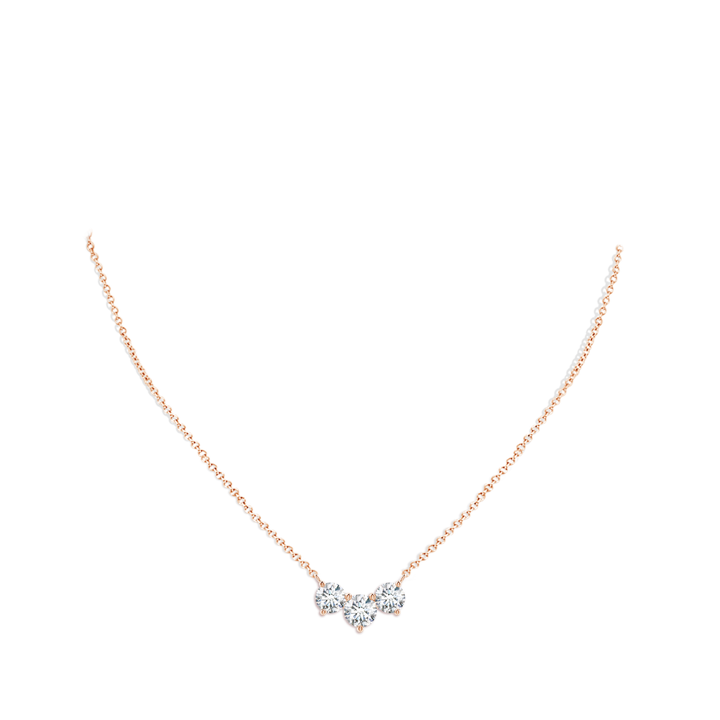 7mm FGVS Lab-Grown Classic Trio Diamond Necklace in Rose Gold pen