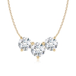 7mm FGVS Lab-Grown Classic Trio Diamond Necklace in Yellow Gold