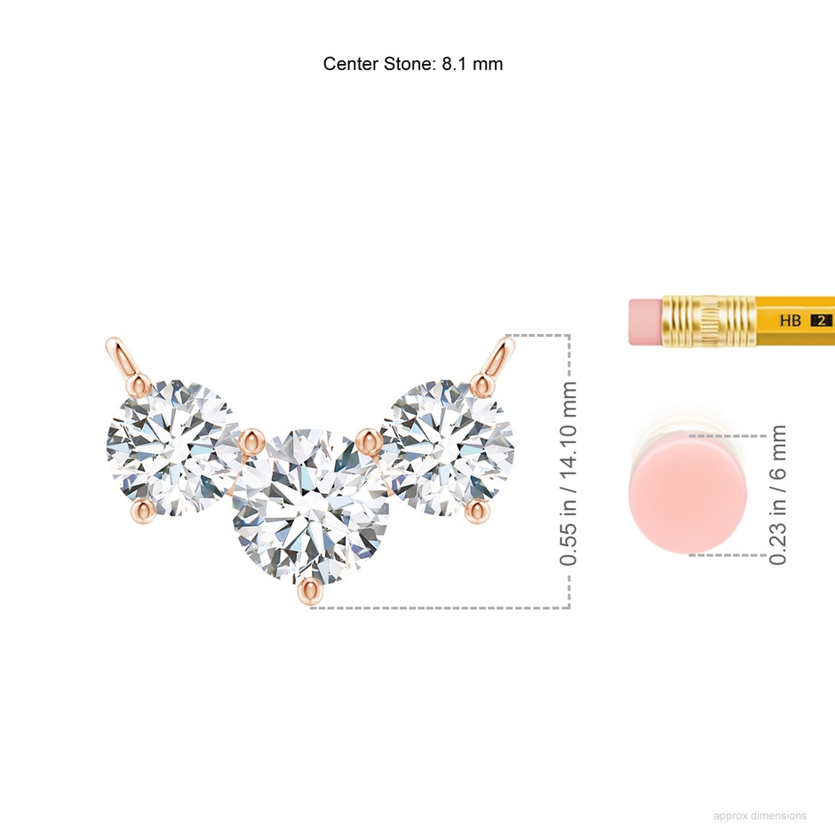 8.1mm FGVS Lab-Grown Classic Trio Diamond Necklace in Rose Gold ruler