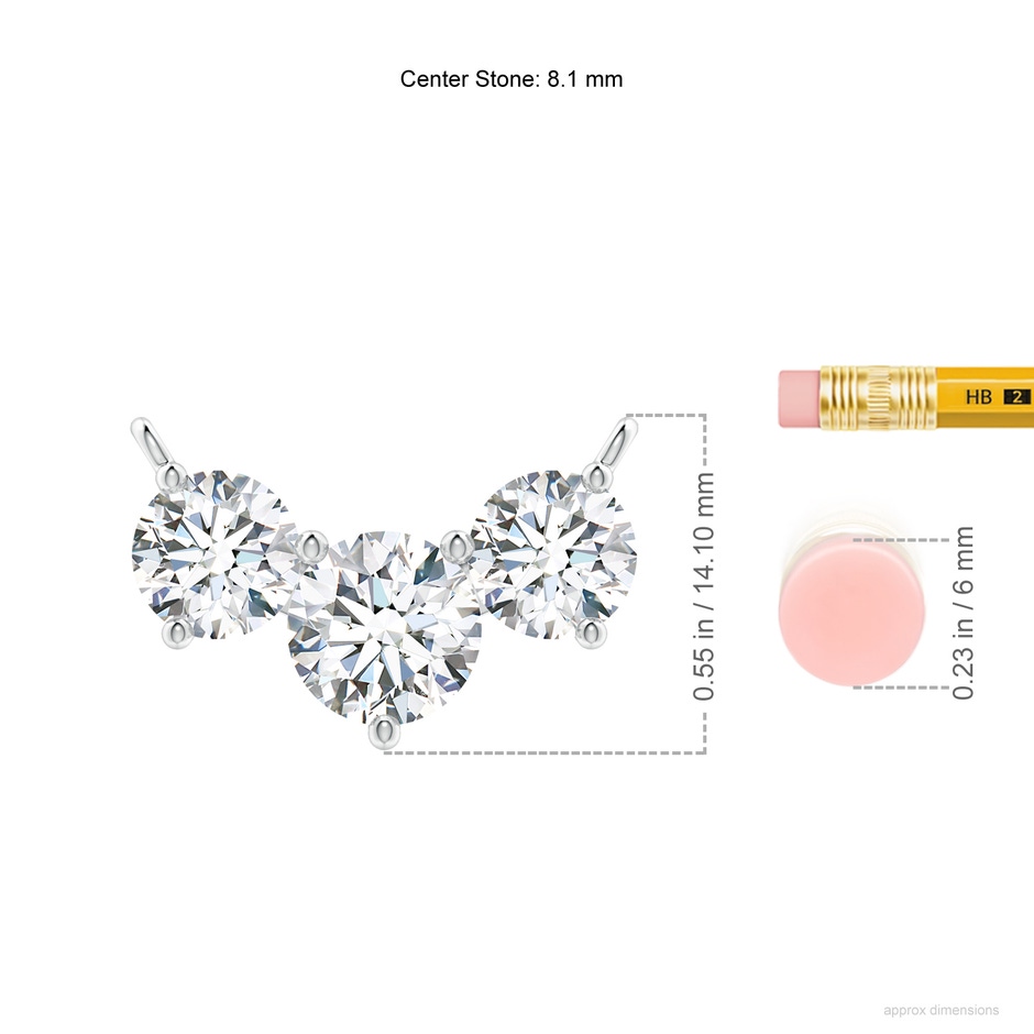 8.1mm FGVS Lab-Grown Classic Trio Diamond Necklace in White Gold ruler