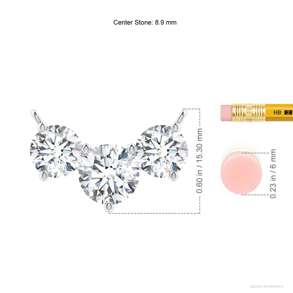 8.9mm FGVS Lab-Grown Classic Trio Diamond Necklace in White Gold ruler