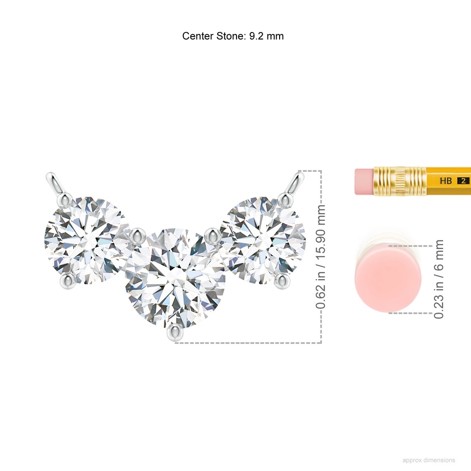 9.2mm FGVS Lab-Grown Classic Trio Diamond Necklace in P950 Platinum ruler